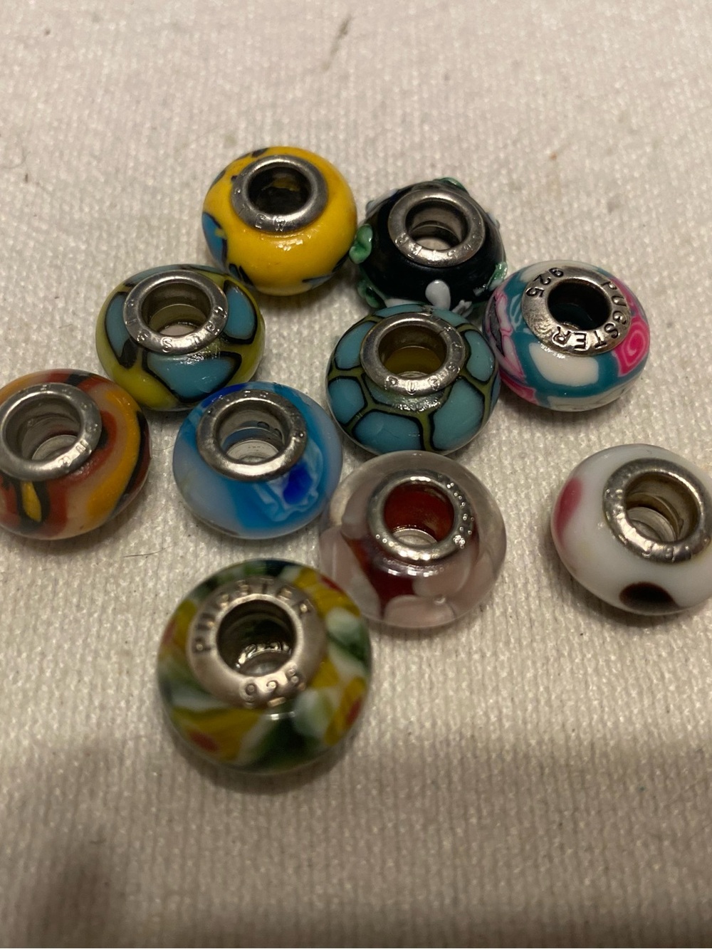 Pugster glass beads - Real silver - 10 beads